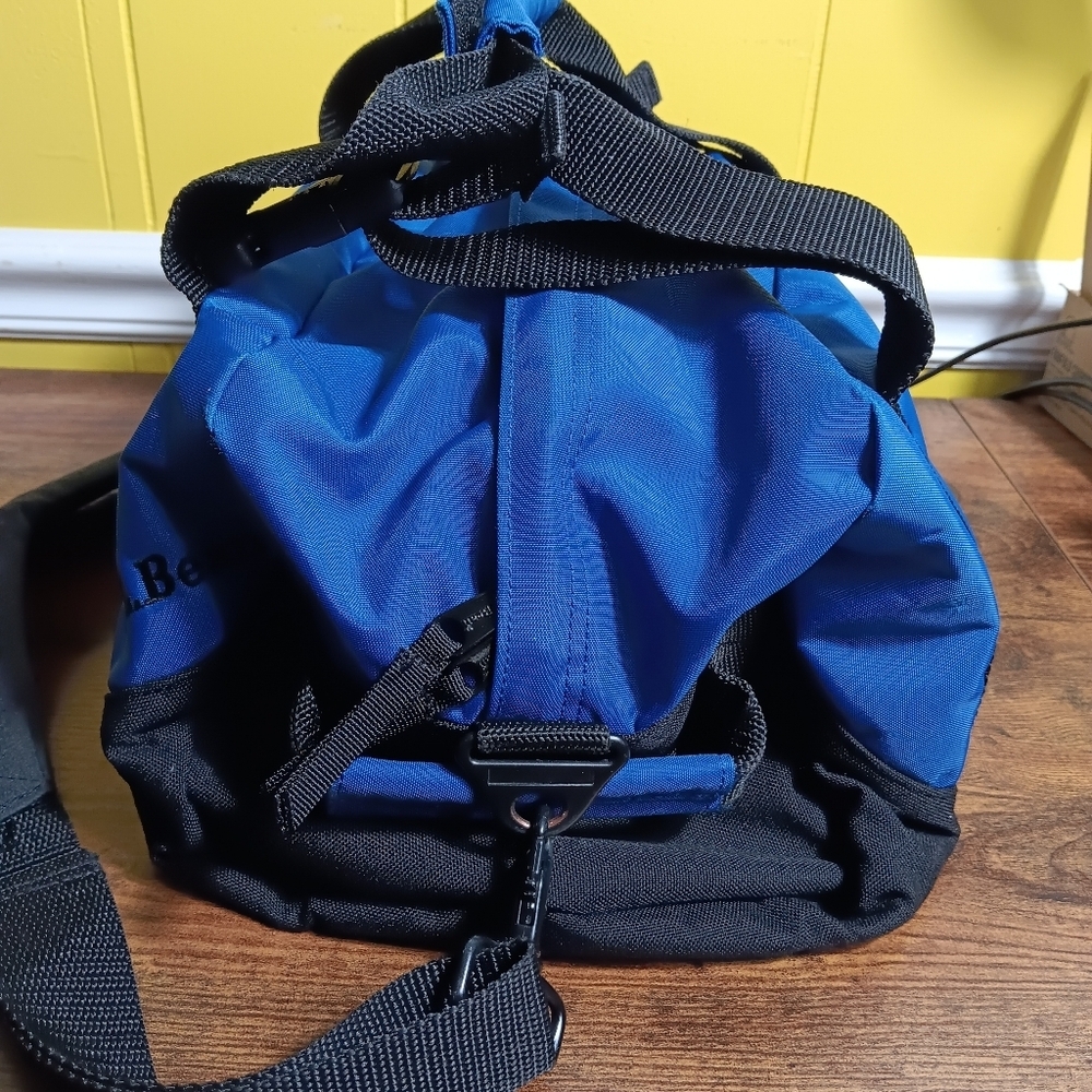 LL Bean Adventure Duffle Bag Blue Nylon Hiking Outdoor Travel Gym Tote - Picture 5 of 14